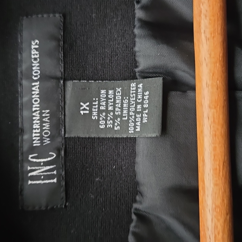 INC Black 5 Button Blazer with Ruffled Collar - Picture 4 of 6